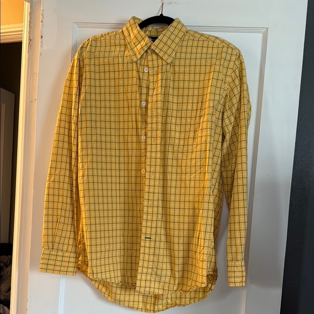 Tommy Hilfiger Blue and Yellow Casual Button Down Shirt